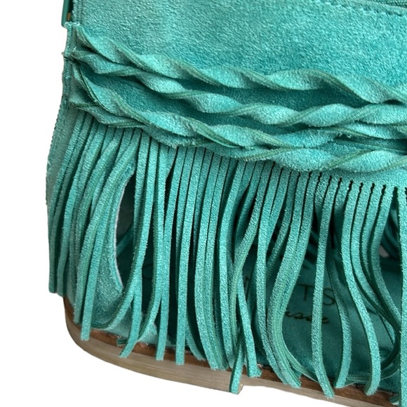 Coconuts by Matisse Juno Suede Fringe Sandals Gladiator Turquoise 8M - Picture 15 of 16